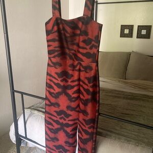 Tiger Print ankle length thigh slit dress